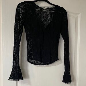 Free People Black Lace Blouse
